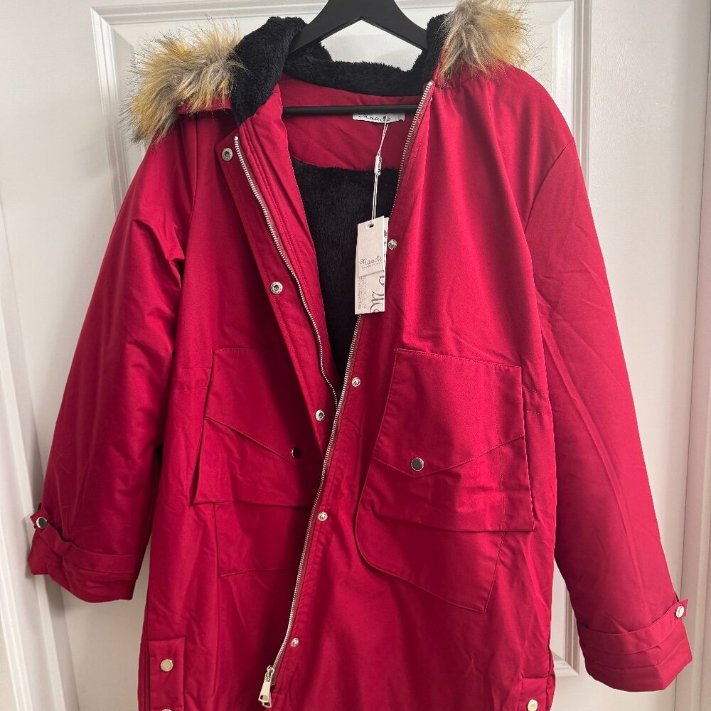 NEW! Designer Maternity Peacoat - Luxury Fleece-Lined Winter Coat 🤰Size L